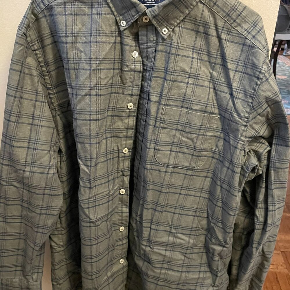 Charles Tyrwhitt Green Plaid Flannel XL Casual Shirt